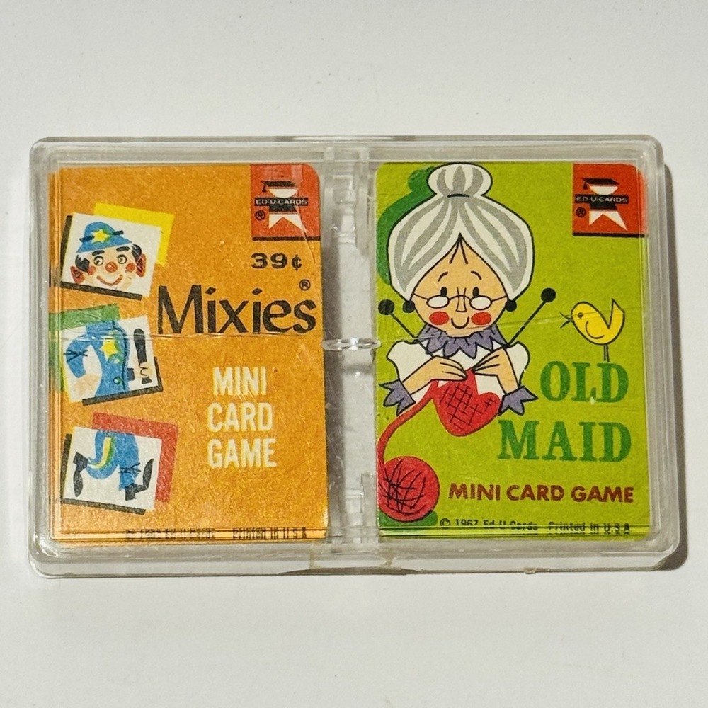 Vintage Ed-U-Cards 1967 Old Maid & Mixies in Hard Plastic Case Complete W Inst.
